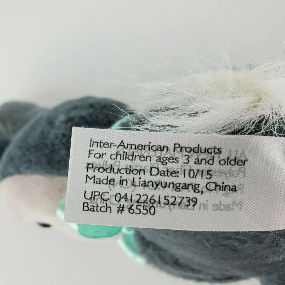 10“ InterAmerican Products Gray Bunny Rabbit W/Polka Dot Bowtie Lovey Plush NWOT